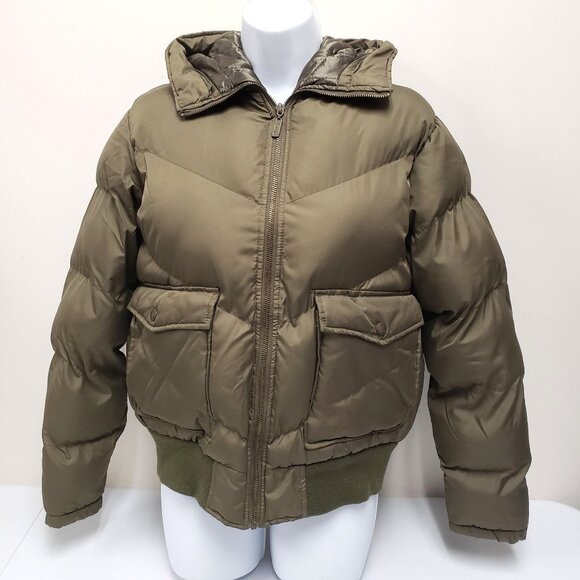 XOXO Womens Green Puffer Jacket Coat Size Medium - Picture 1 of 11